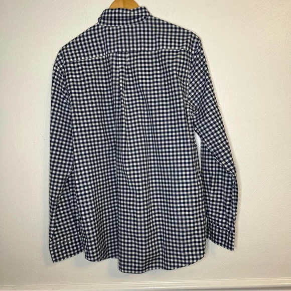 Dockers Size L Mens Button Down Shirt Pocket Long Sleeve Gingham Blue White - Picture 3 of 8